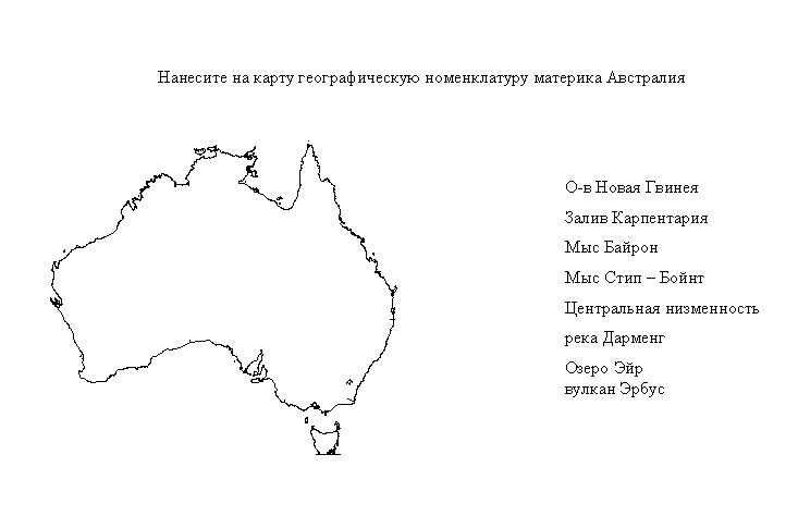 География 7 класс австралия самостоятельная работа. Номенклатура по географии по Австралии. Номенклатура Австралии на контурной карте. Географическая номенклатура Австралии 7 класс. Номенклатура Австралии география 7 класс.