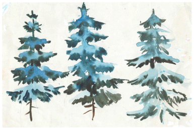 Рисунки на тему деревья зимой - 64 фото