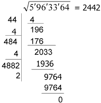 Извлечение квадратного корня из многозначного числа