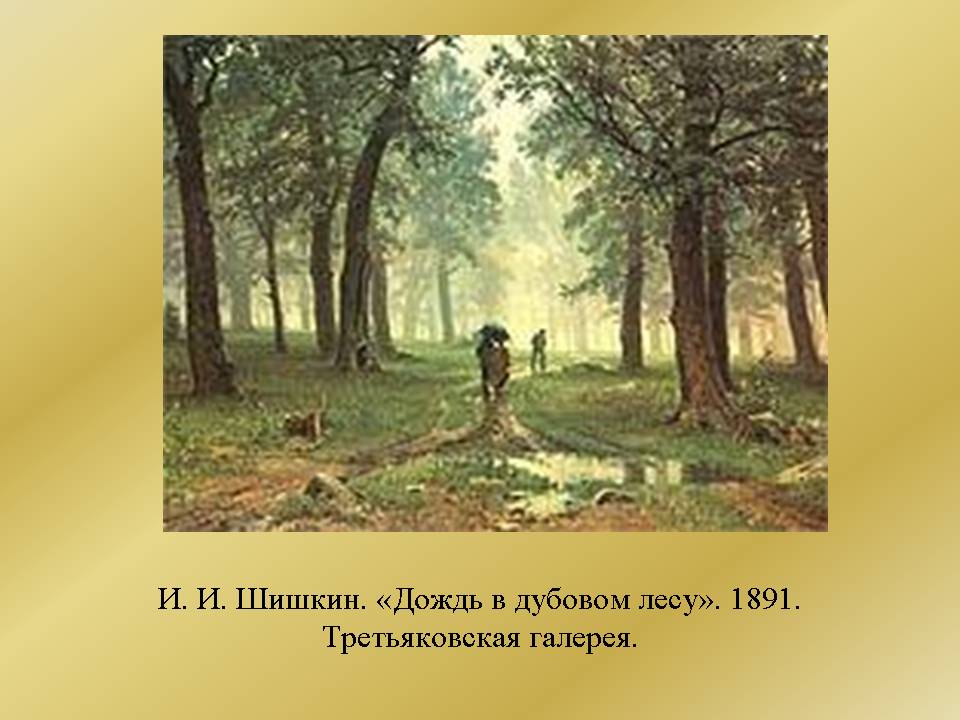 Дождь в дубовом лесу описание. И.Шишкин. Дождь в Дубовом лесу. 1891г..