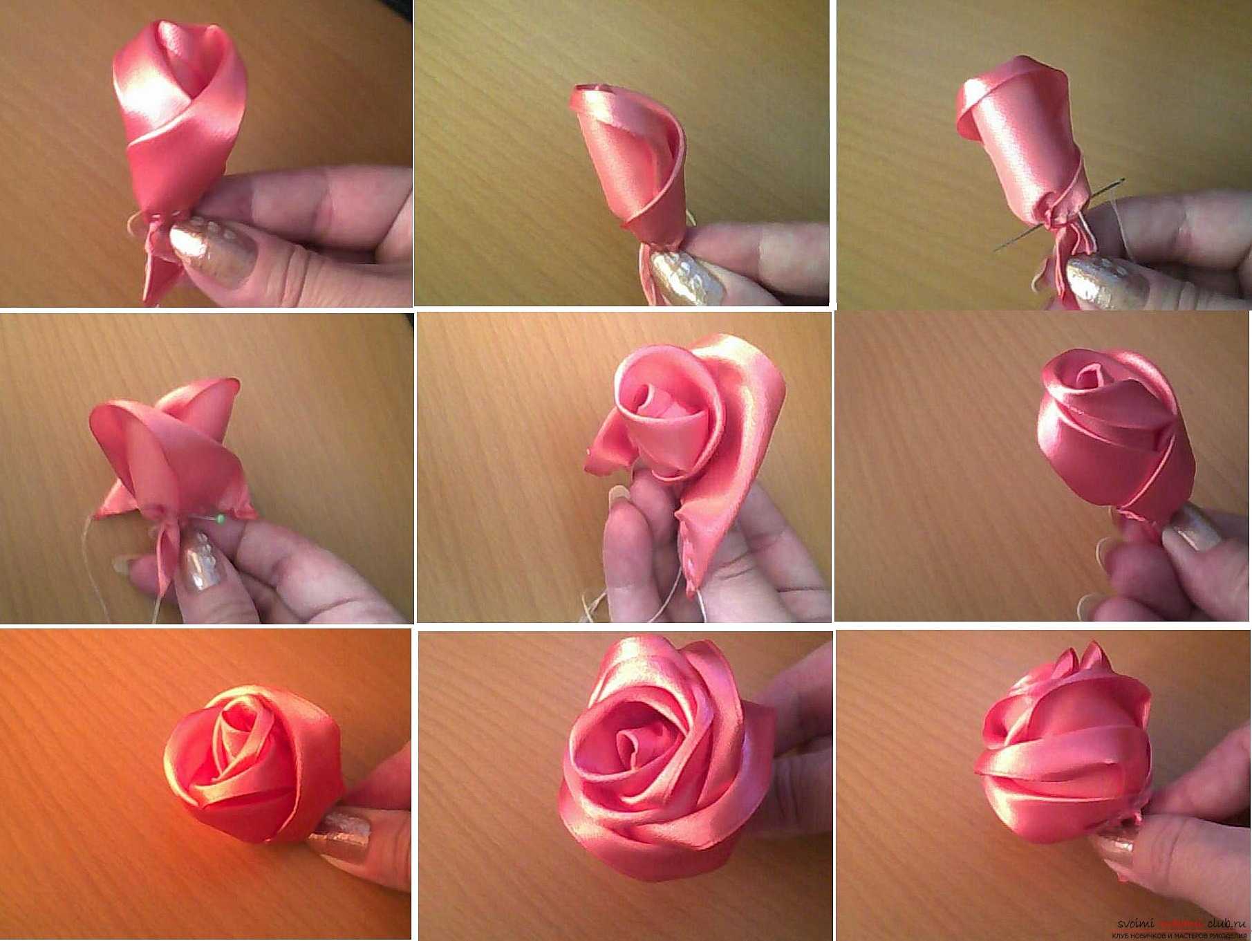 Как сделать розу из атласной ленты своими руками: пошаговая инструкция сфото